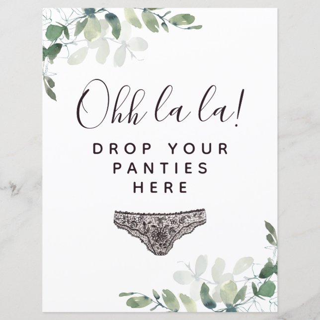 BUDGET Drop Your Panties Here Bridal Shower Sign (Front)