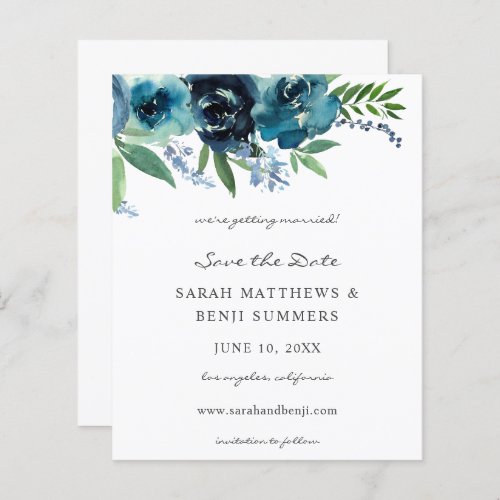 Budget Dusty Blue 2 Floral Save the Date 2