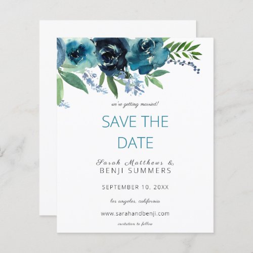 Budget Dusty Blue 2 Floral Save the Date V3