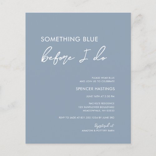 Budget Dusty Blue Before I Do Bridal Shower Flyer