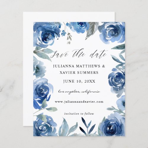 Budget Dusty Blue  Blue Floral Save the Date