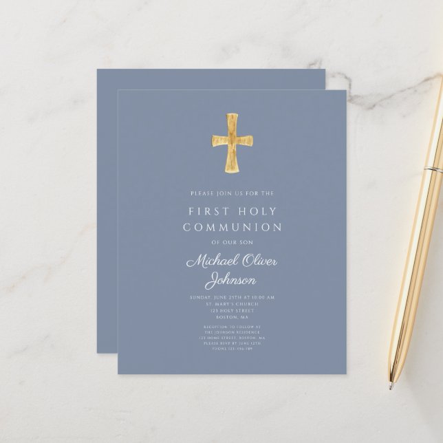 Budget Dusty Blue Boy First Communion  (Front/Back In Situ)