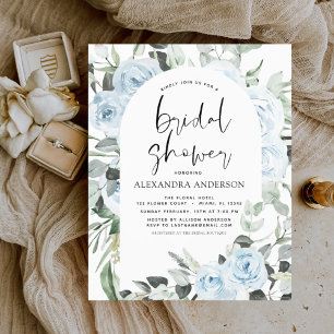 Budget Dusty Blue Bridal Shower Floral Greenery