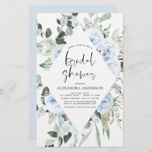 Budget Dusty Blue Bridal Shower Floral Greenery