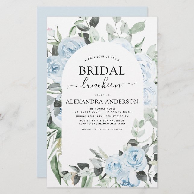 Budget Dusty Blue Bridal Shower Luncheon (Front/Back)