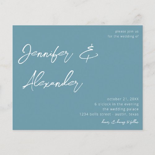 Budget Dusty Blue Calligraphy Photo Wedding V2 Flyer