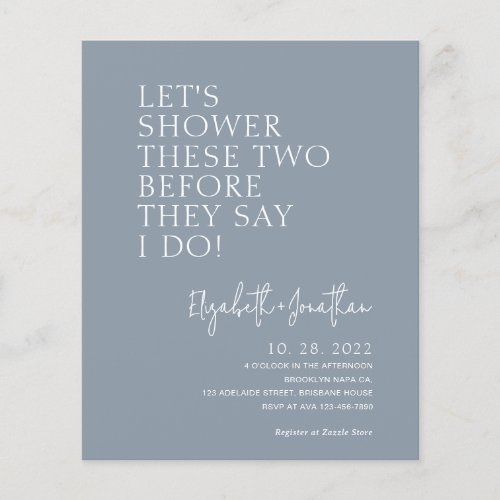 Budget Dusty Blue Couple Shower Invitation