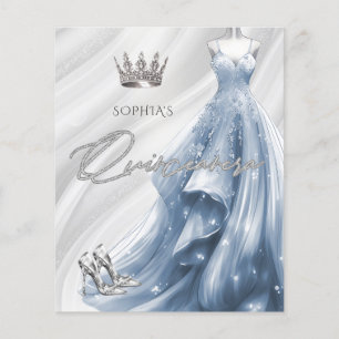 Budget Dusty Blue Dress Quinceañera Invitation