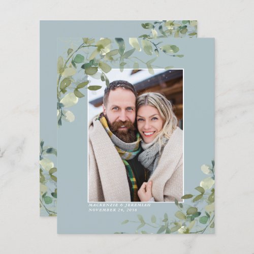 Budget Dusty Blue Eucalyptus Photo Save the Date