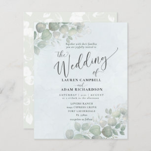 Budget Dusty Blue Eucalyptus Watercolor Wedding 