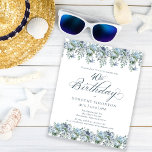 Budget Dusty Blue Floral 40th Birthday Invitation<br><div class="desc">Dusty blue flowers create top and bottom borders on this elegant birthday invitation. Classic script calligraphy adds a beautiful touch. This item is party of the Dusty Blue floral collection.</div>
