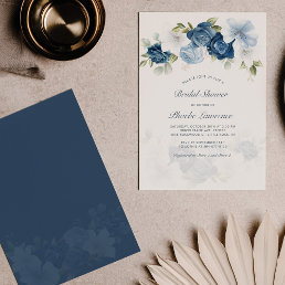 Budget Dusty Blue Floral Bridal Shower Invitation