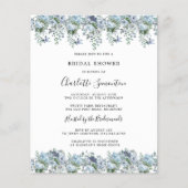 Budget Dusty Blue Floral Bridal Shower Invitation (Front)