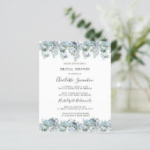 Budget Dusty Blue Floral Bridal Shower Invitation (Standing Front)