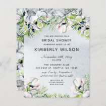 Budget Dusty Blue Floral Bridal Shower Invitations