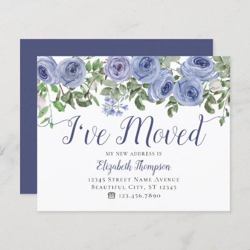 Budget Dusty Blue Floral I Have Moved Moving Card