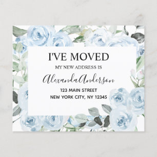 Budget Dusty Blue Floral Moving Announcement Flyer