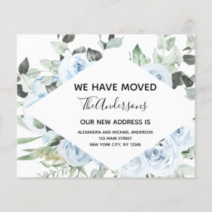 Budget Dusty Blue Floral Moving Announcement Flyer