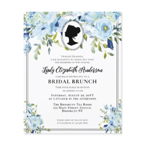 Budget Dusty Blue Floral Regency Era Bridal Brunch