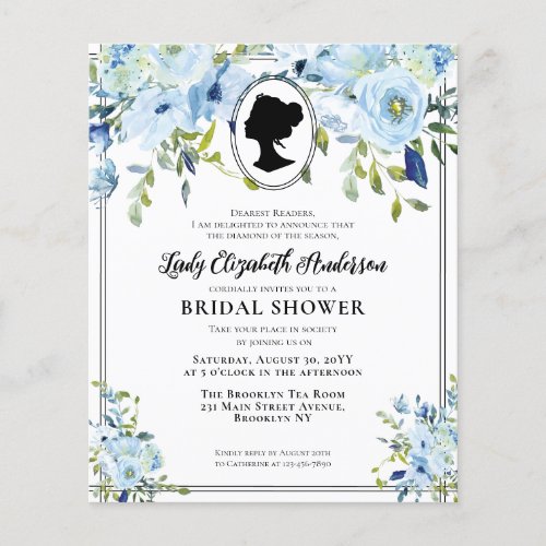 Budget Dusty Blue Floral Regency Era Bridal Shower