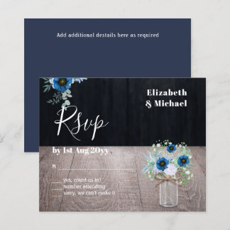 BUDGET Dusty Blue Floral RSVP Rustic Wedding