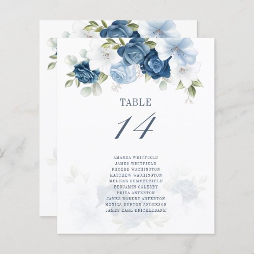 Budget Dusty Blue Floral Table Number and Seating