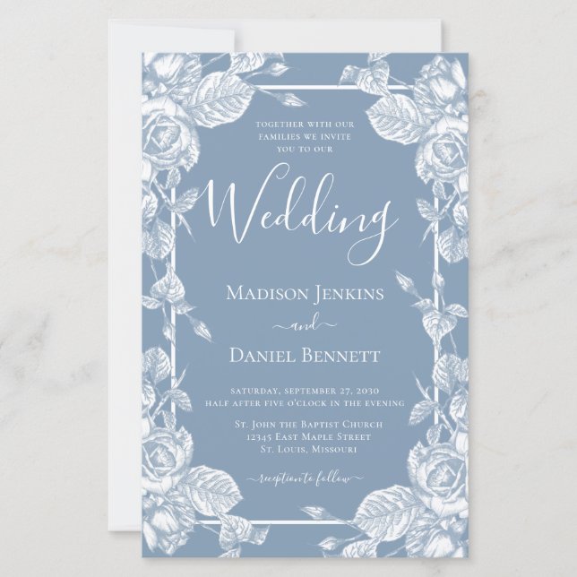 Budget Dusty Blue Floral Wedding (Front)