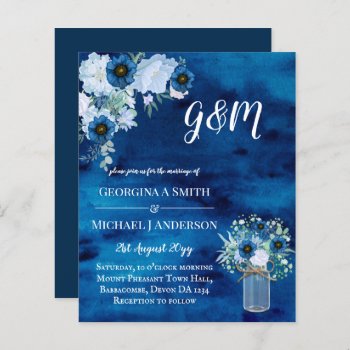 BUDGET Dusty Blue Floral Wedding Invite