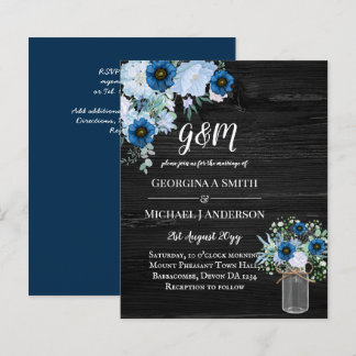 BUDGET Dusty Blue Floral Wedding Invite