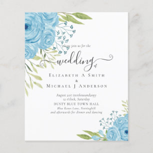 BUDGET  Dusty Blue Flowers Lime Wedding Flyer