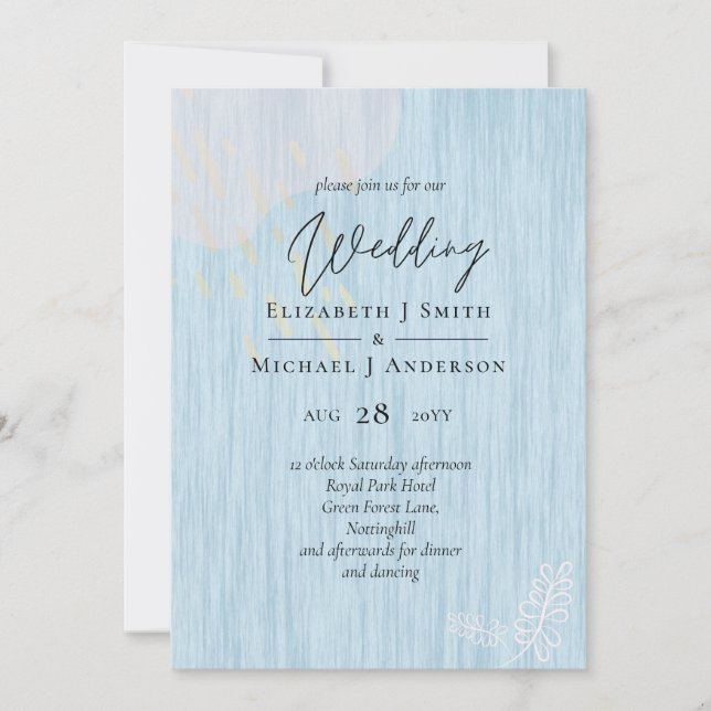 Budget Dusty Blue Gold Wedding Script (Front)