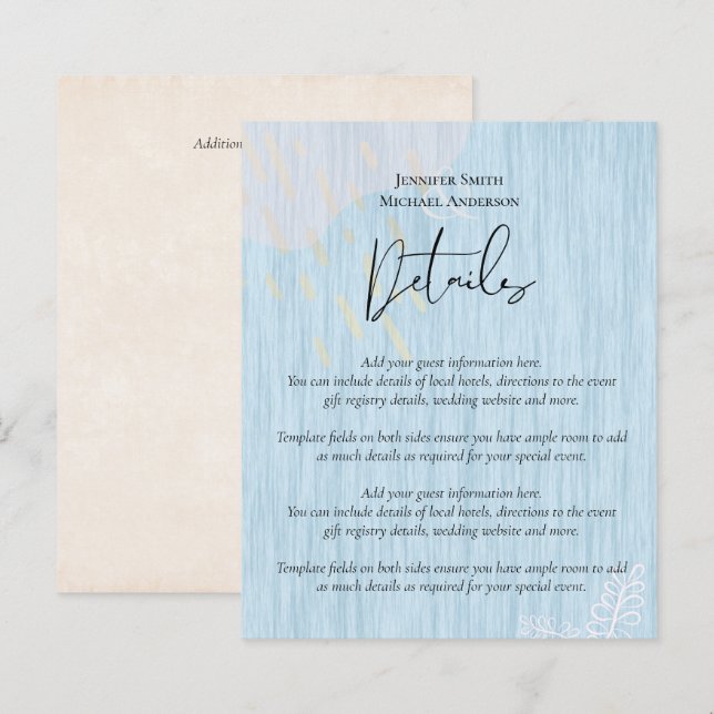Budget Dusty Blue Gold Wedding Script (Front/Back)