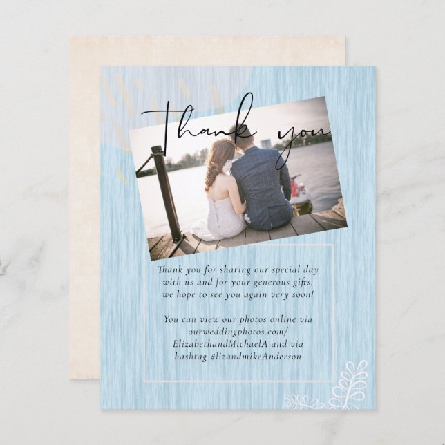 Budget Dusty Blue Gold Wedding Script (Front/Back)