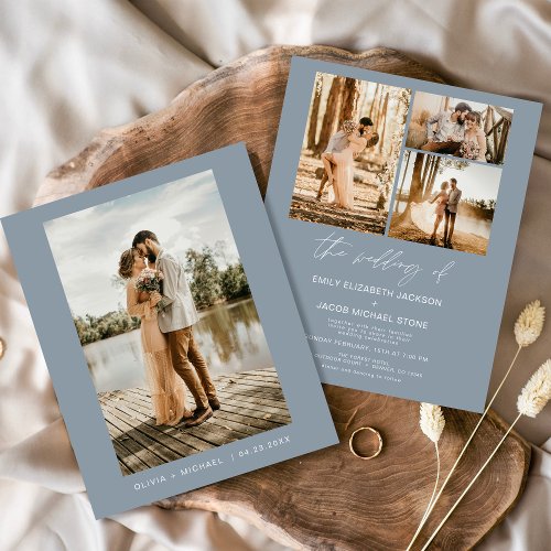 Budget Dusty Blue Minimalist Photo Wedding 