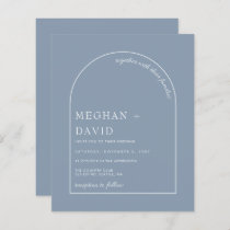 Budget Dusty Blue Modern Arch Wedding Invitation