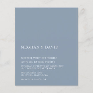 Budget Dusty Blue Modern Wedding Invitation