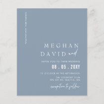 Budget Dusty Blue Modern Wedding Invitation