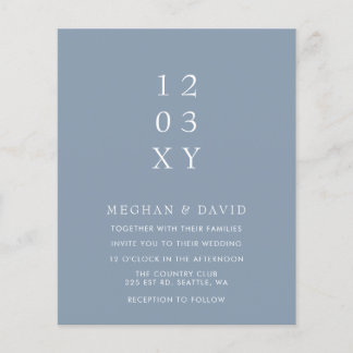 Budget Dusty Blue Modern Wedding Invitation