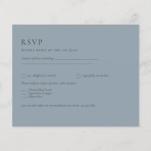 Budget Dusty Blue Monochrome Wedding RSVP Flyer