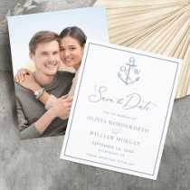 Budget Dusty Blue Nautical Anchor Save the Date