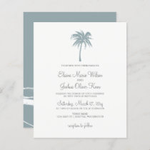 Budget Dusty Blue Palm Tree Wedding Invitations