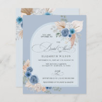 Budget Dusty Blue Pampas Bridal Shower Invitation