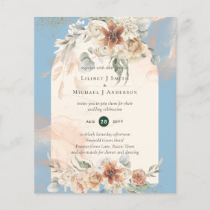 BUDGET Dusty Blue Pampas Grass Wedding Flyer