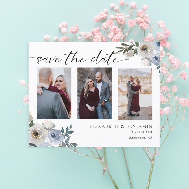 Budget Dusty Blue Photo Wedding Save the Date  (Creator Uploaded)
