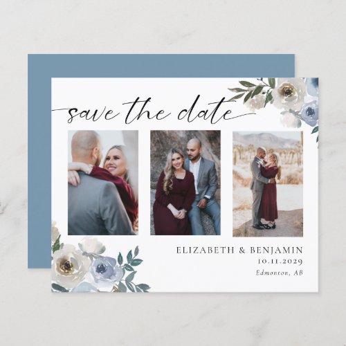 Budget Dusty Blue Photo Wedding Save the Date 