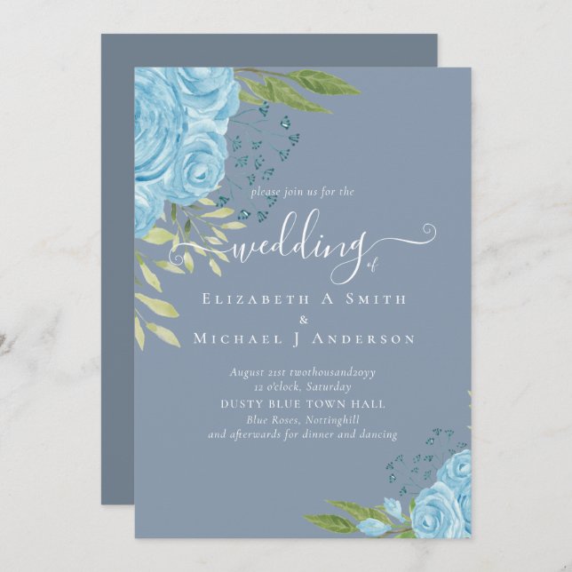 BUDGET  Dusty Blue Roses Wedding Budget (Front/Back)