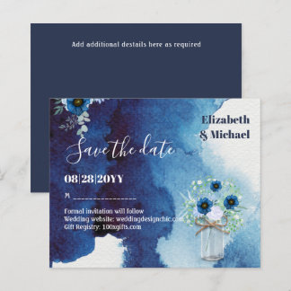 BUDGET Dusty Blue Save Dates Monochromatic Wedding