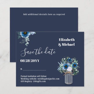 BUDGET Dusty Blue Save Dates Monochromatic Wedding