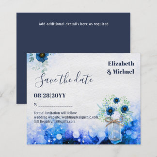 BUDGET Dusty Blue Save Dates Monochromatic Wedding