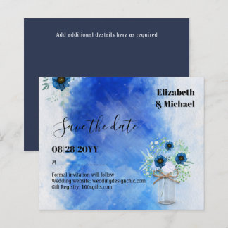 BUDGET Dusty Blue Save Dates Monochromatic Wedding